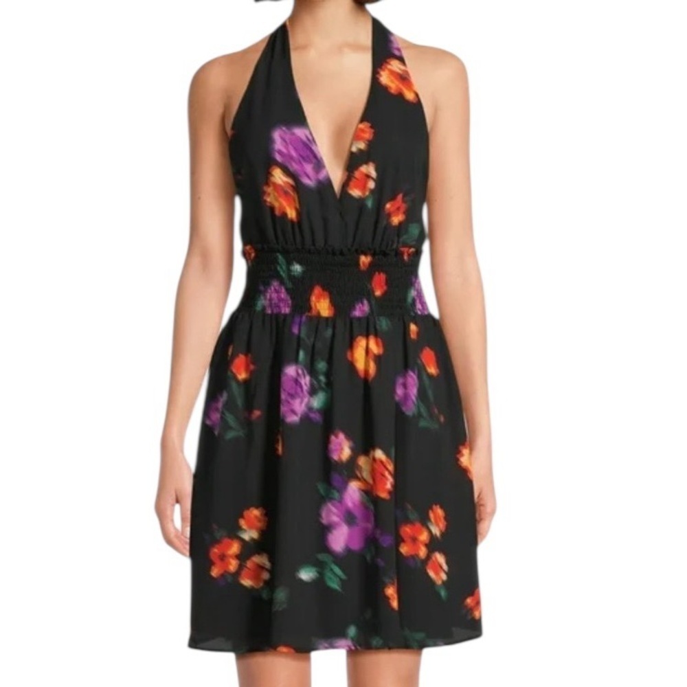 Madden NYC Black Floral Halter Midi Dress Large
Vacation Tropical Resortwear